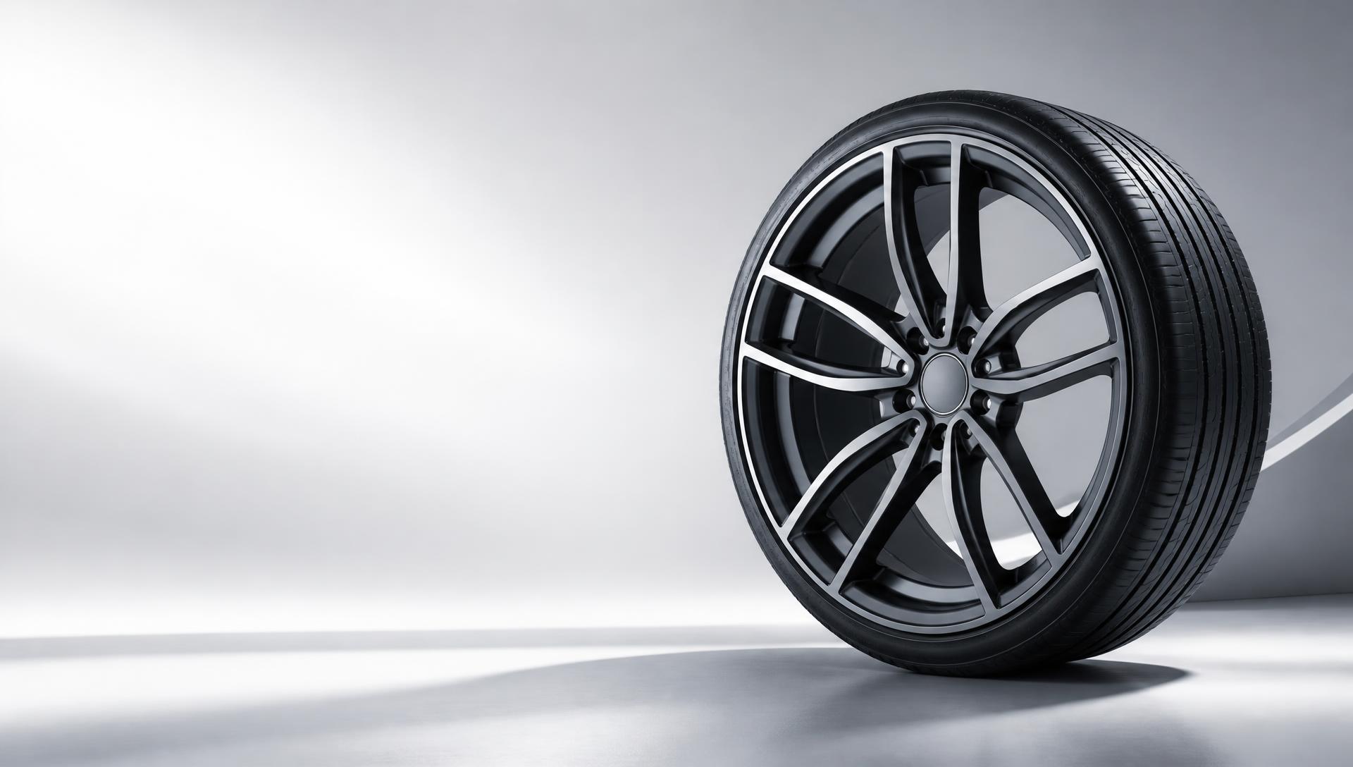 Close-up of a performance alloy wheel and tyre