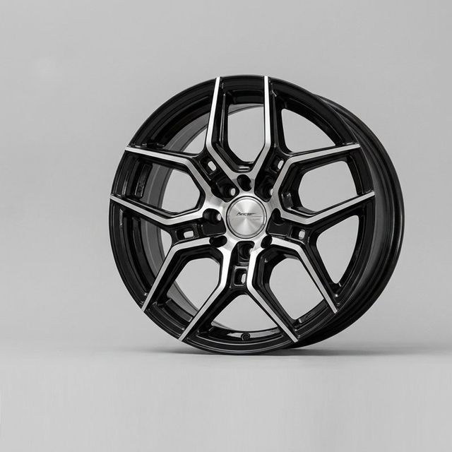 15 inch Black Machined Split-Spoke alloy rim
